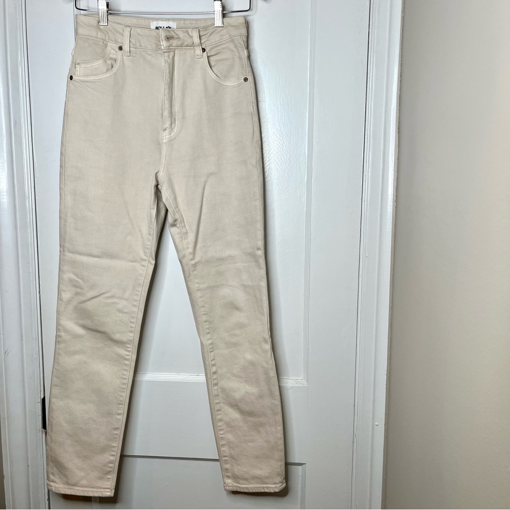 Rollas High Rise Straight Leg Beige Jeans Size 27